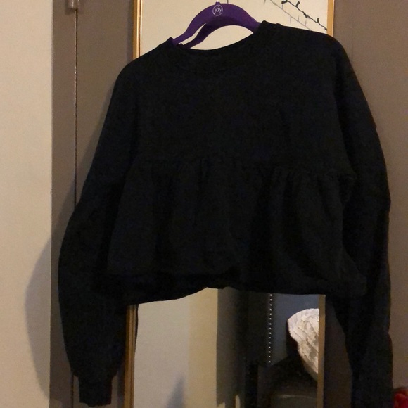 Zara Frilled Sweatshirt Cropped - Picture 3 of 5